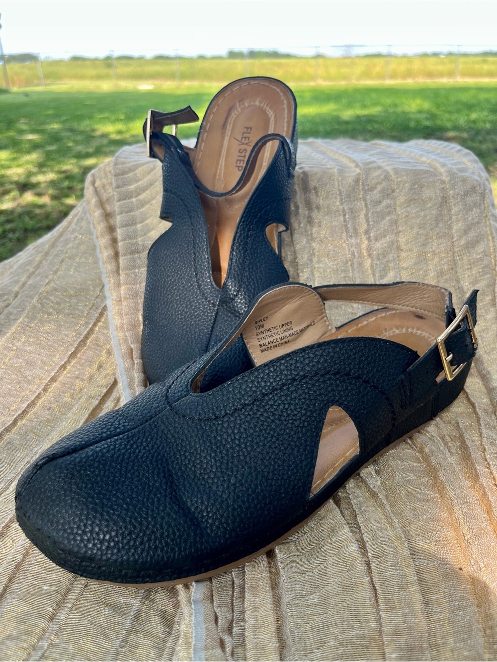 Exist Black Slingback Pebbled Leather Clogs